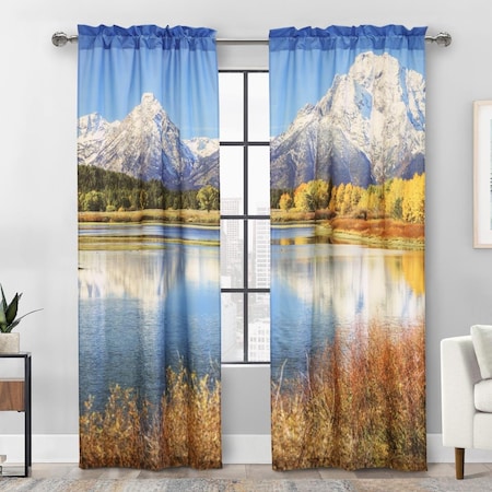 Habitat 38 x 84 in. Mountains Photo Real Pole Top Curtain Panel, Multi Color 72105-171-76-84-901